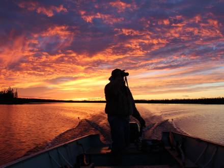 Pêche au coucher du soleil