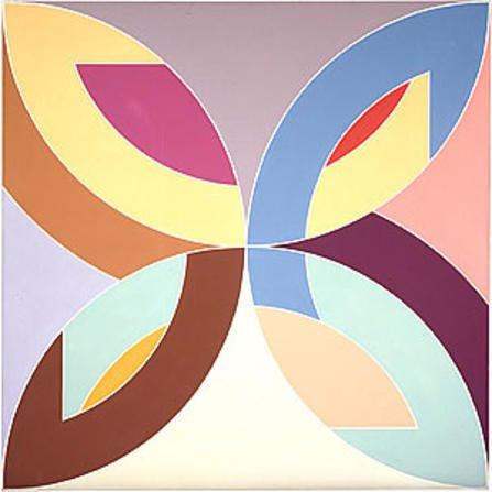 Pièce d'art abstrait aux couleurs vibrantes et aux formes dynamiques.